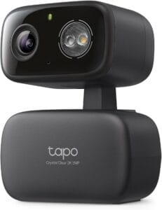 Tapo - Cámara de Seguridad para Interiores y Exteriores, 2K de 3 megapíxeles, detección de gritos y Seguimiento de Movimiento, visión de 360°, visión Nocturna en Color, Almacenamiento SD/Nube