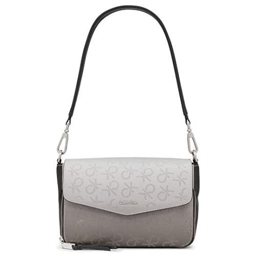 Calvin Klein Gabrianna Bubble Lamb North/South Key Bolso, Logotipo Multi Perf Negro, Talla unica